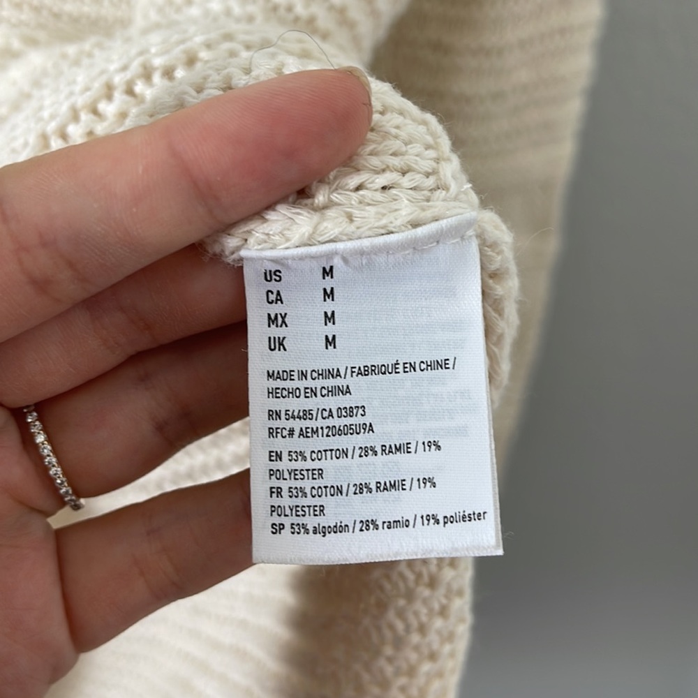 American Eagle Cream Knit Scoop Neck Sweater - Picture 5 of 8